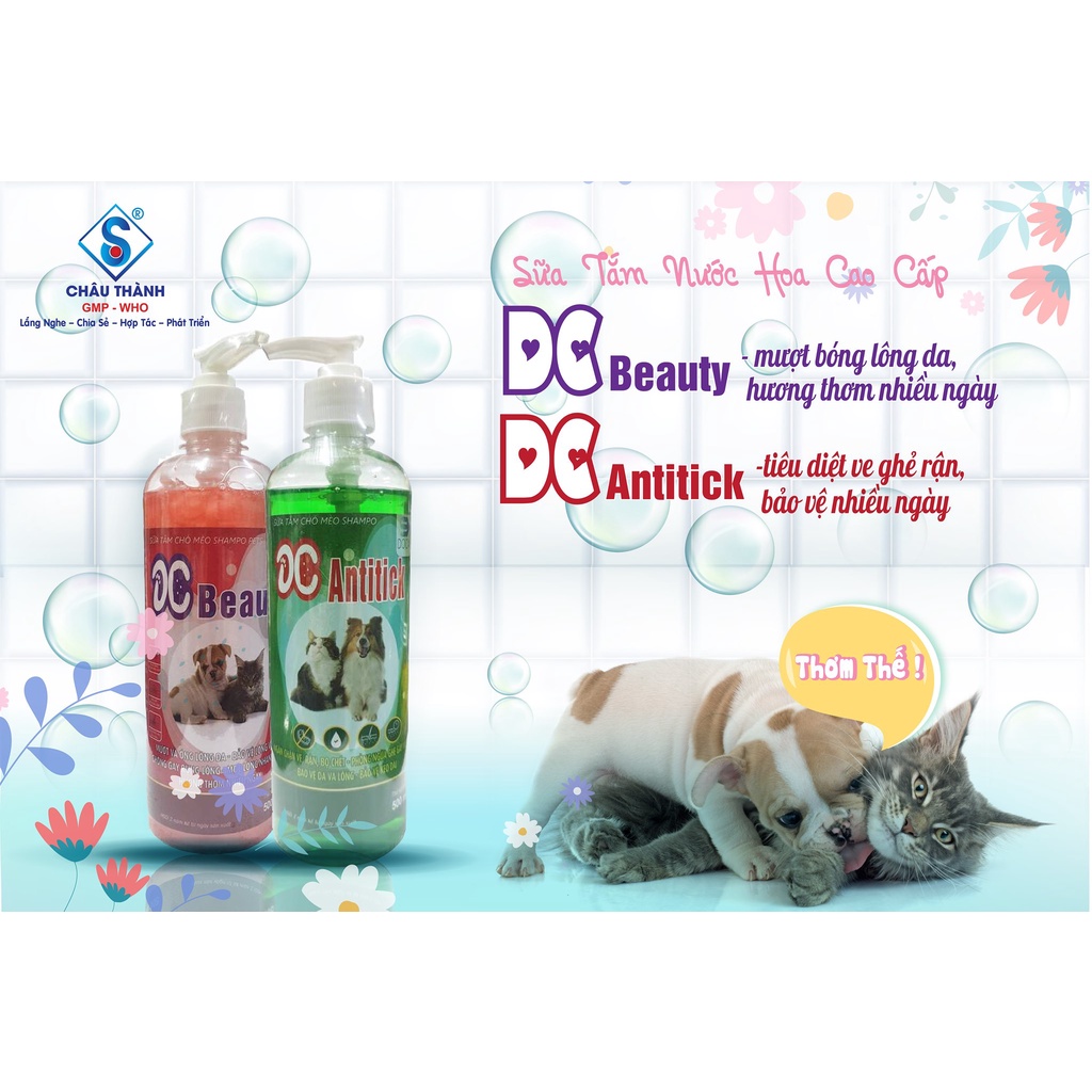 Sữa tắm diệt ve rận, ghẻ, bọ, chét hiệu quả trên cho chó mèo - DC Antitick chai 500ml