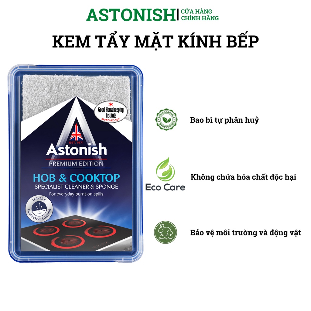 Hộp kem tẩy rửa vệ sinh mặt kính bếp từ, Chất tẩy bề mặt bếp điện, hồng ngoại, halogen ...