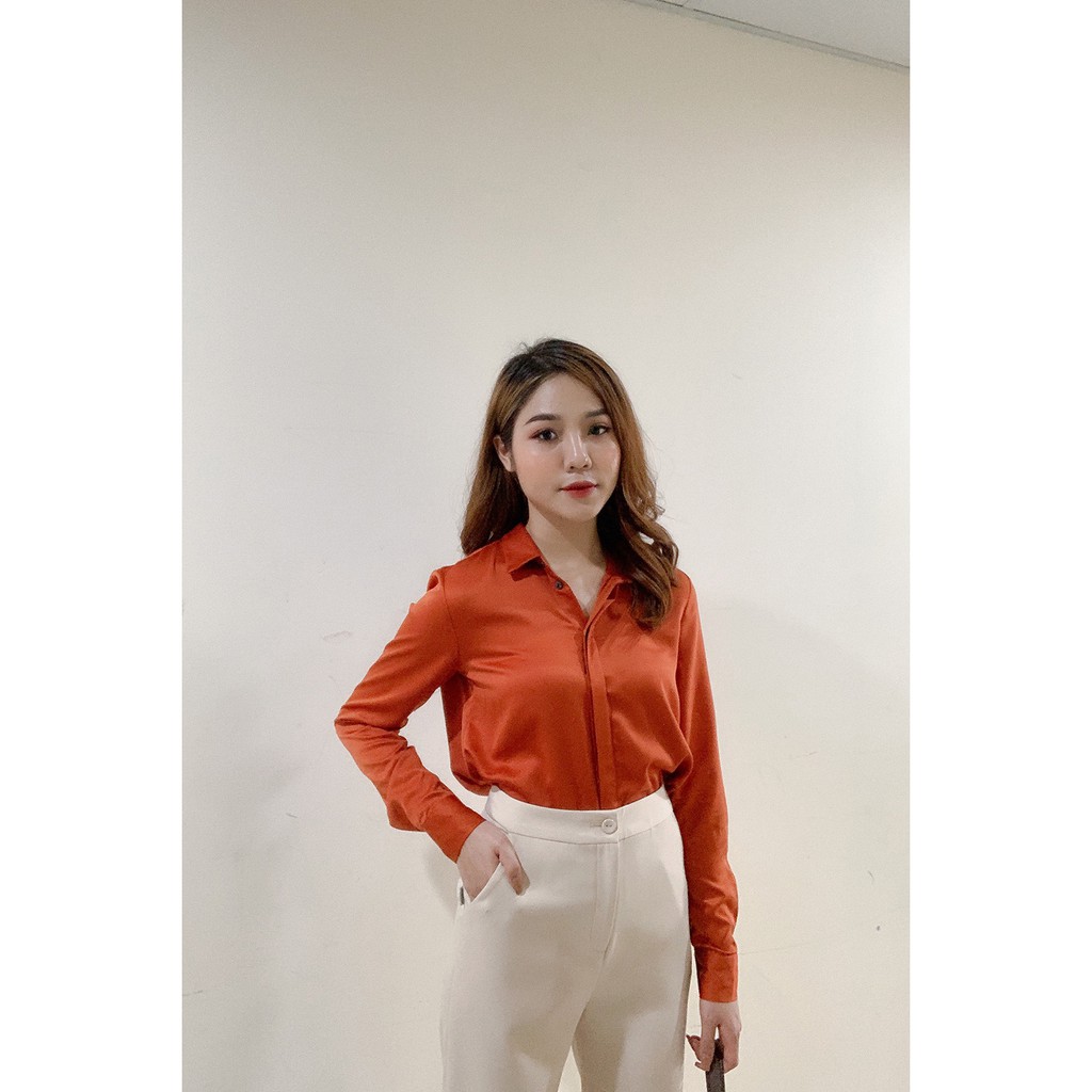 Áo sơ mi nữ dài tay cổ đức 20AGAIN, thiết kế công sở chất voan cáT ASA0143 | BigBuy360 - bigbuy360.vn