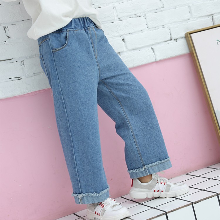 Quần jeans ống loe phong cách Hàn Quốc thời trang dành cho bé gái