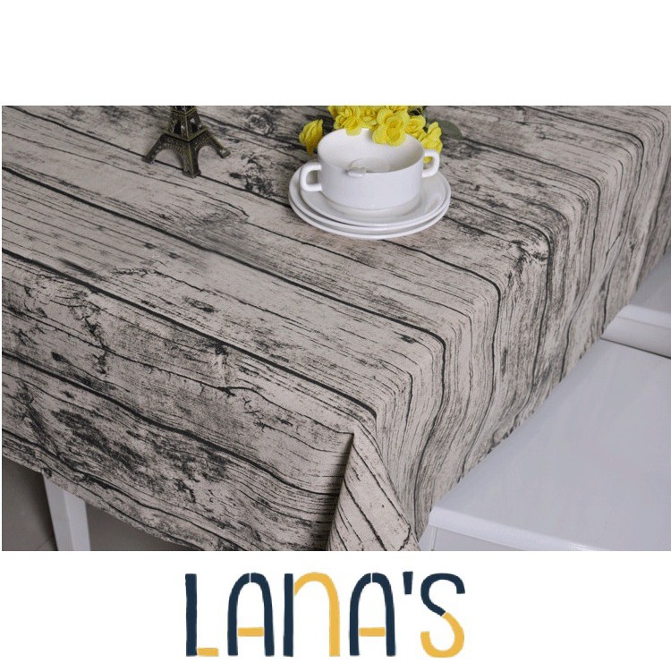 Khăn Trải Bàn Họa Tiết Vân Gỗ Viền Ren Nhiều Kích Thước