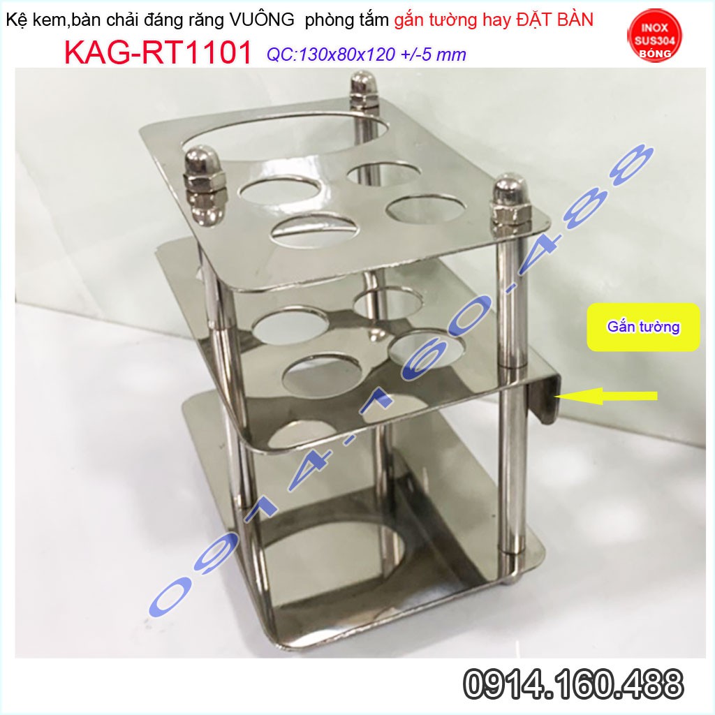 Kệ inox 304 để kem đánh răng bàn chải KAG-RT1101 giá để cây đánh răng mẫu mới sử dụng tiện lợi