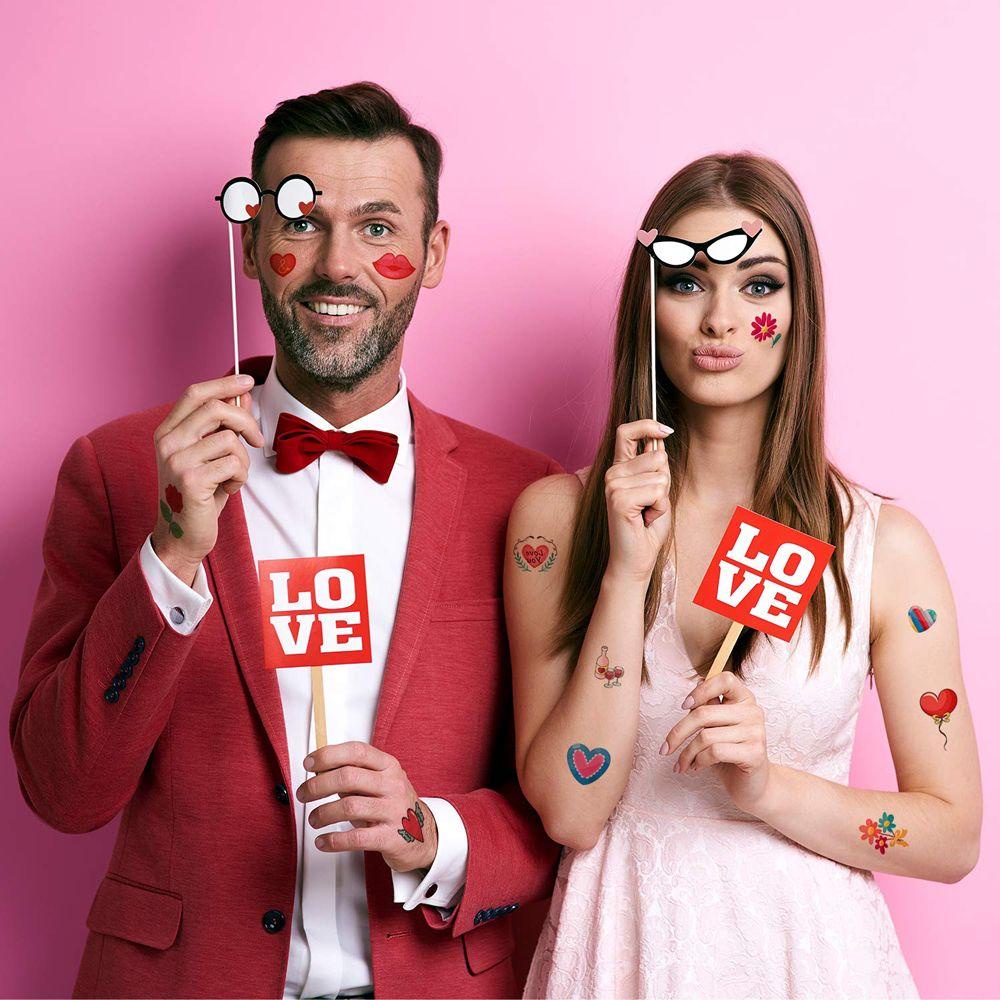 Hình Xăm Tạm Thời Chống Nước Hình Trái Tim Đỏ Dùng Một Lần