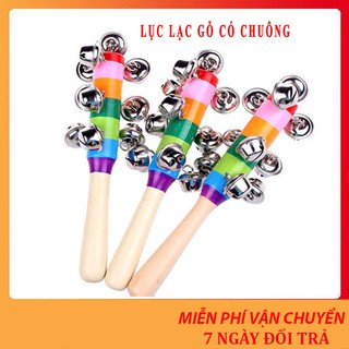[ Giá gốc] Đồ chơi lục lạc gỗ cầu vồng có chuông cho bé