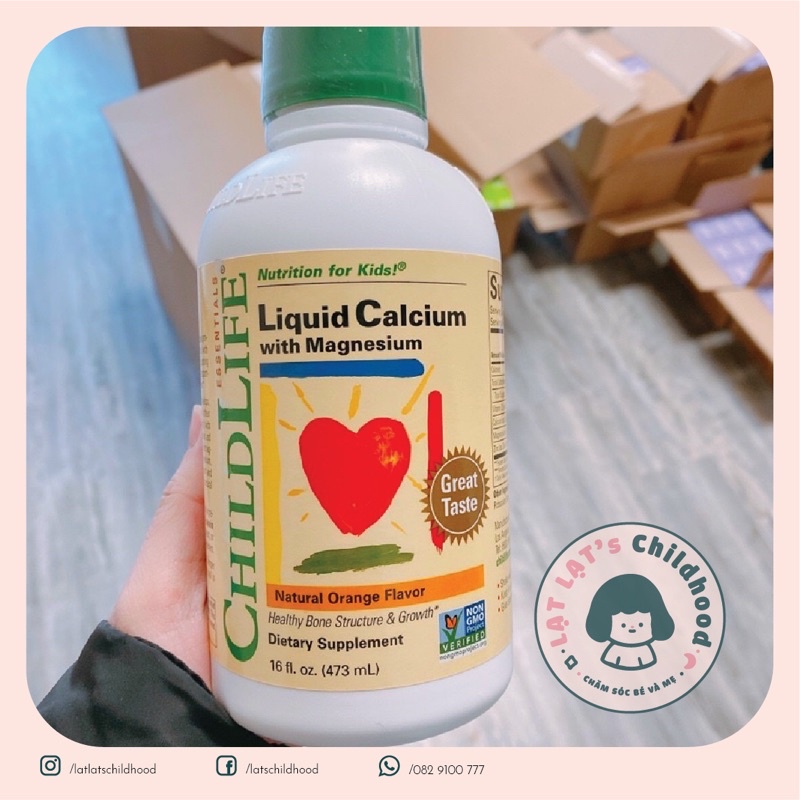 Thực Phẩm Bổ Sung Cho Bé Childlife Liquid Calcium With Magnesium Hương Cam Chai 474ml