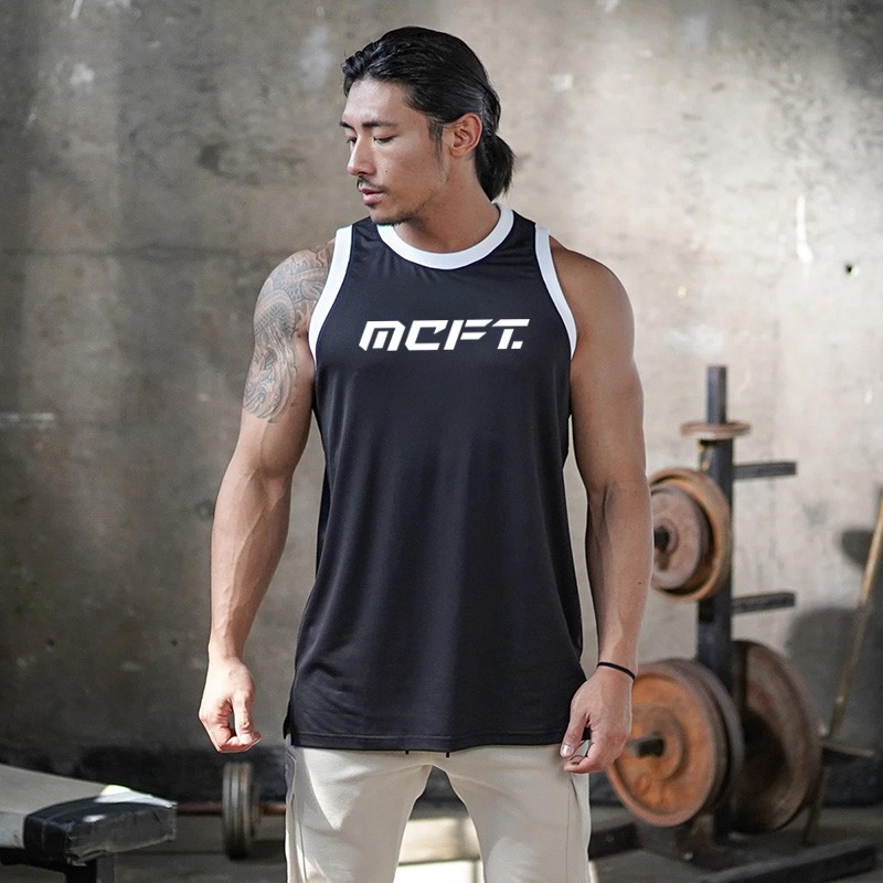 Áo ba lỗ nam in chữ tập gym