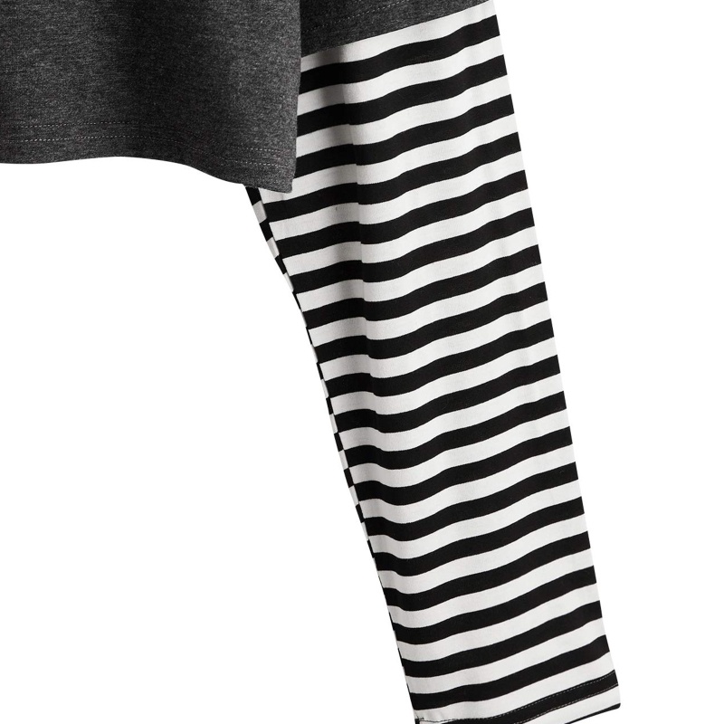 Xiangbao Áo Crop Top Giả 2 Mảnh Tay Dài Cổ Lọ In Họa Tiết Mặt Trời Mặt Trăng Đồ Họa Màu Tối Cho Nữ