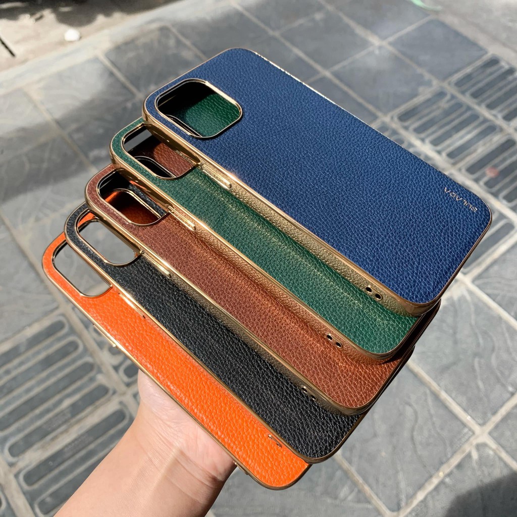 CHÍNH HÃNG Ốp da SULADA sần cao cấp mạ viền vàng gold sang trọng iphone 14 PLUS  PRO MAX 6.1 6.7