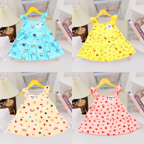 Váy bé gái thun 10-22kg thun lạnh xòe hoa nhí xinh xắn, đầm cho bé mặc hè trẻ em 1 2 3 4 5 6 tuổi Đ004