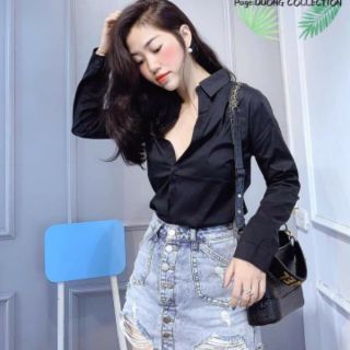 Sơ mi trơn (156) 2 màu trắng đen