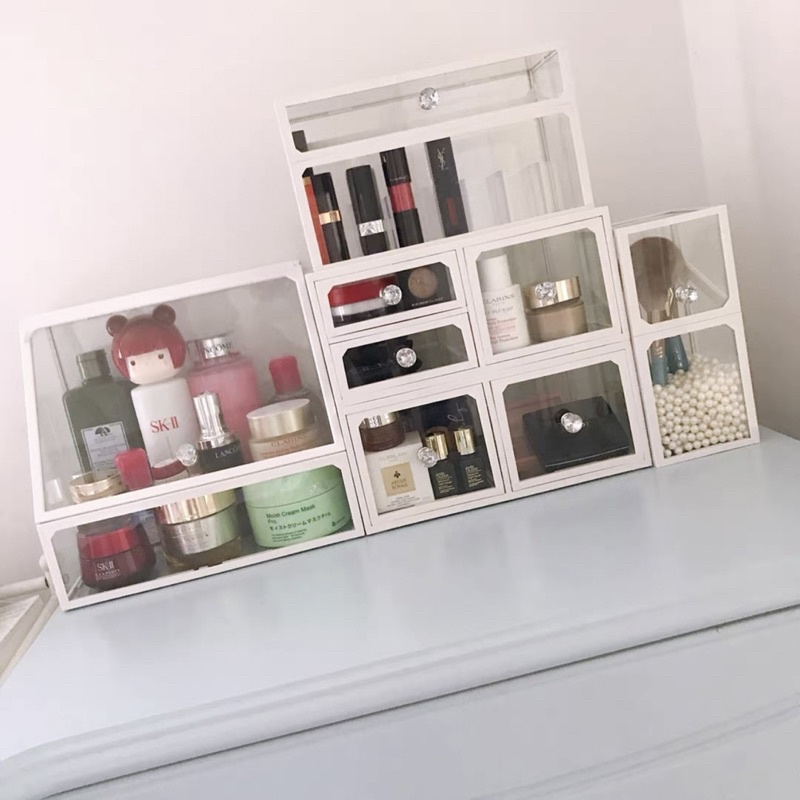 Kệ Tủ Đựng Mỹ Phẩm Thuỷ Tinh White Phong Cách Hiện Đại