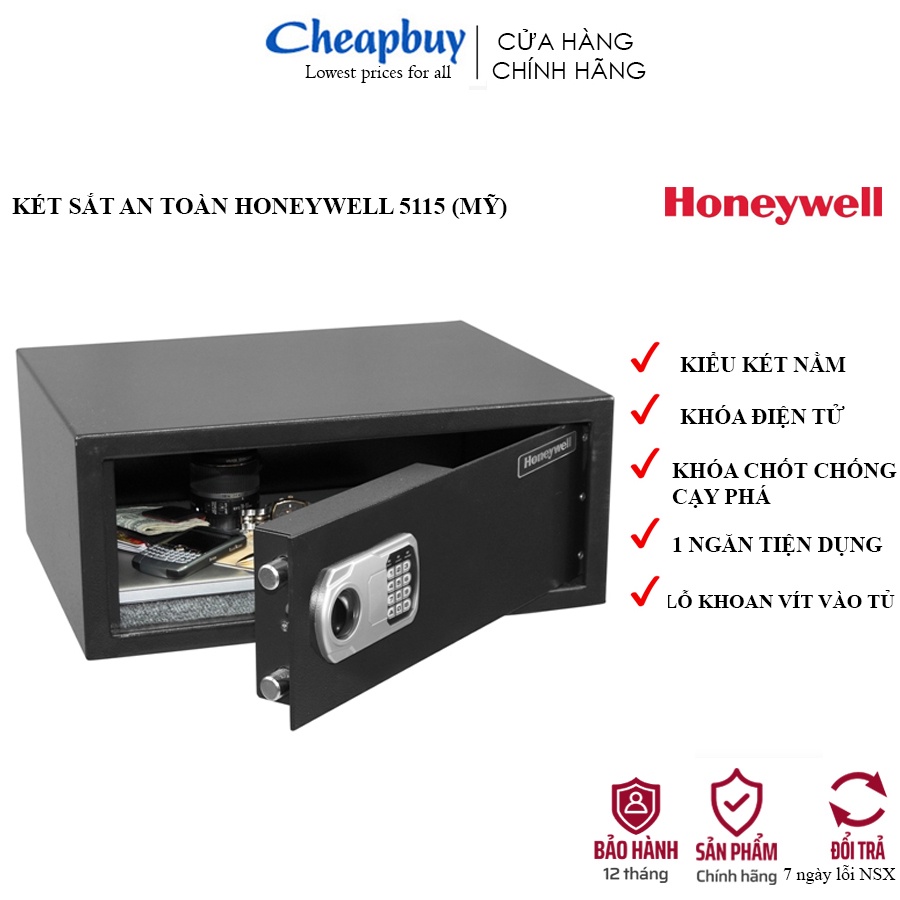 Két sắt an toàn Honeywell 5115 khóa điện tử, kích thước 205x495x400mm, trọng lượng 15.2kg