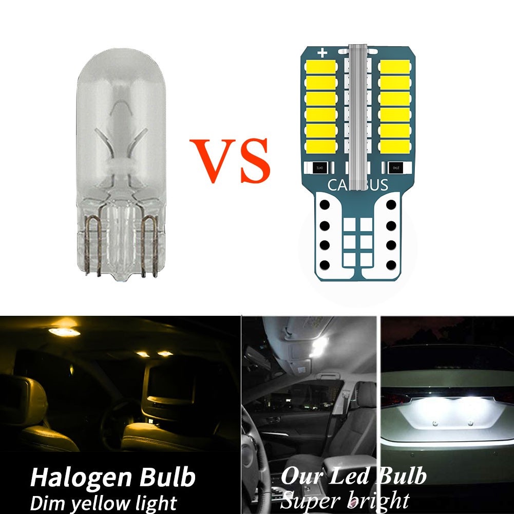 1 Đèn LED Trắng W5W T10 168 192 48 3014 SMD DC 12V Cho Xe Hơi