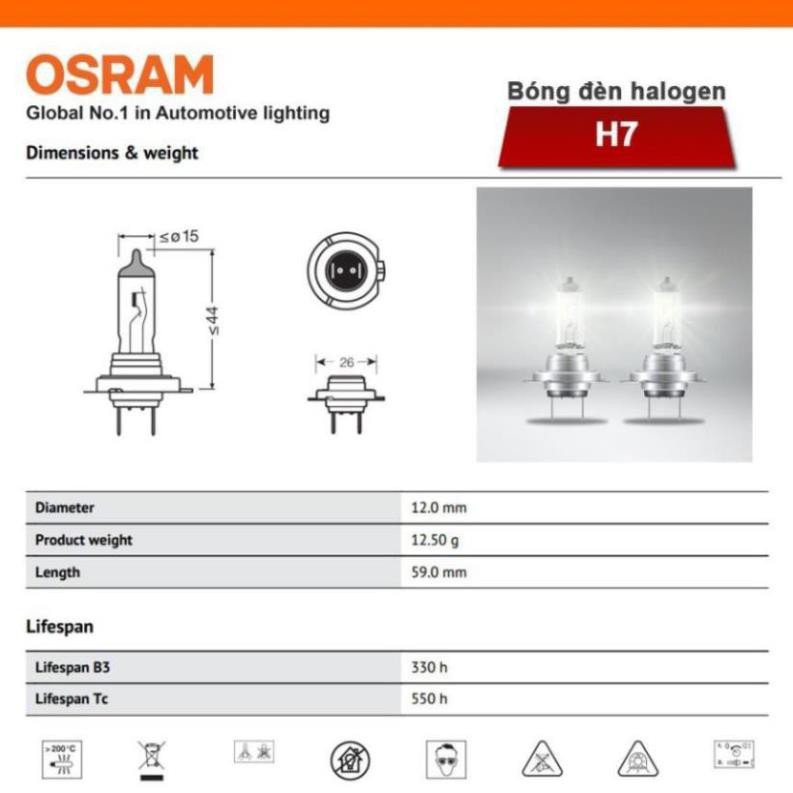 Bóng đèn halogen OSRAM ORIGINAL H7 12v 55w