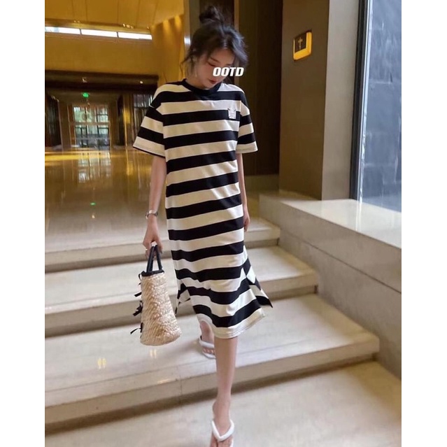 ⚡️ĐẦM SUÔNG⚡️Đầm suông kẻ ngang S 43-52kg ,M 52-57kg , L 57-62kg