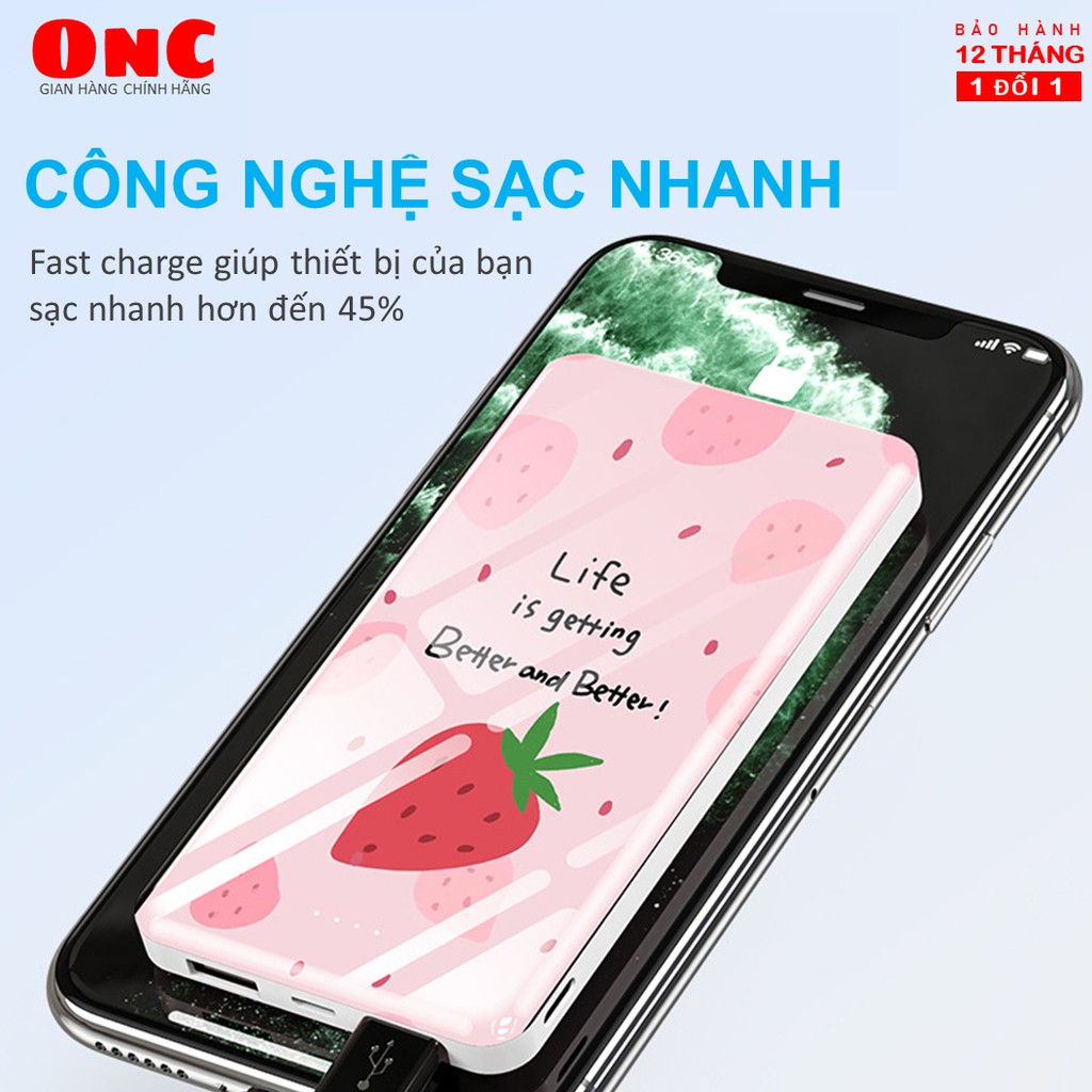 Sạc dự phòng in hình siêu cute 10000mAh ONC Simple Scale - Bảo hành 12 tháng