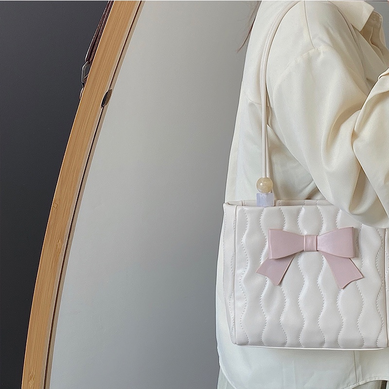 Túi tote Đeo Vai / Xách Tay Đính Nơ Dễ Phối Đồ Thời Trang Cho Nữ