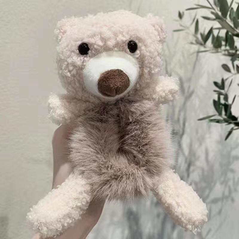 Dây Buộc Tóc Cao Su Co Giãn Phối Lông Hình Gấu Dễ Thương Phong Cách Hàn Quốc