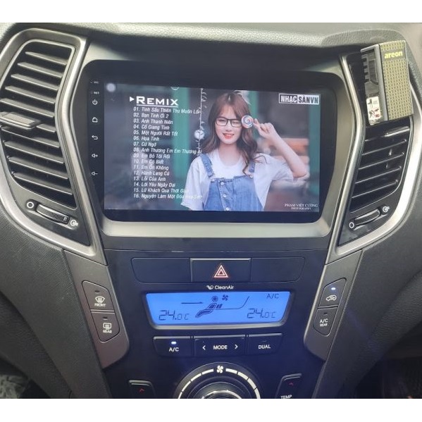 Màn Hình Android 9 inch Cho Xe SANTAFE 2013-2018 - Đầu DVD Android Kèm Mặt Dưỡng Giắc Zin Canbus HYUNDAI SANTAFE