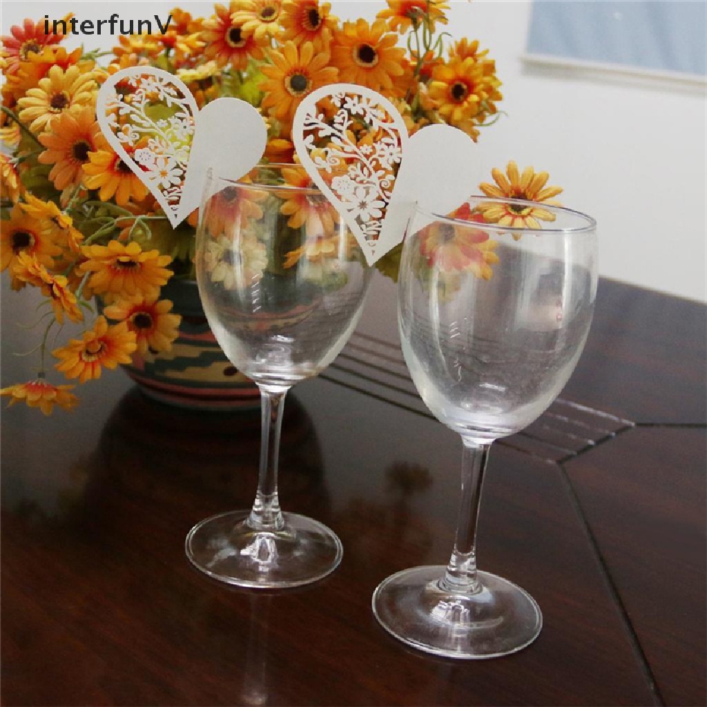 Set 50 Khay Đựng Thẻ Tên Hình Trái Tim Trang Trí Bàn Tiệc Cưới