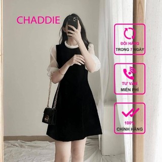 Đầm dạo phố cổ đứng voan dáng xòe nhẹ tay dài phối voan kiếng xinh xắn