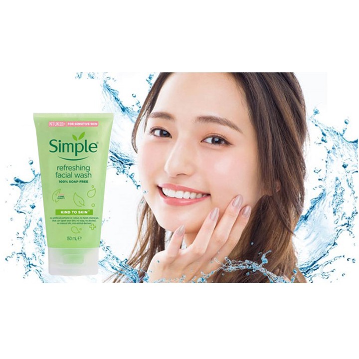 Sữa Rửa Mặt Simple dạng gel Kind To Skin Refreshing Facial Wash 150ml