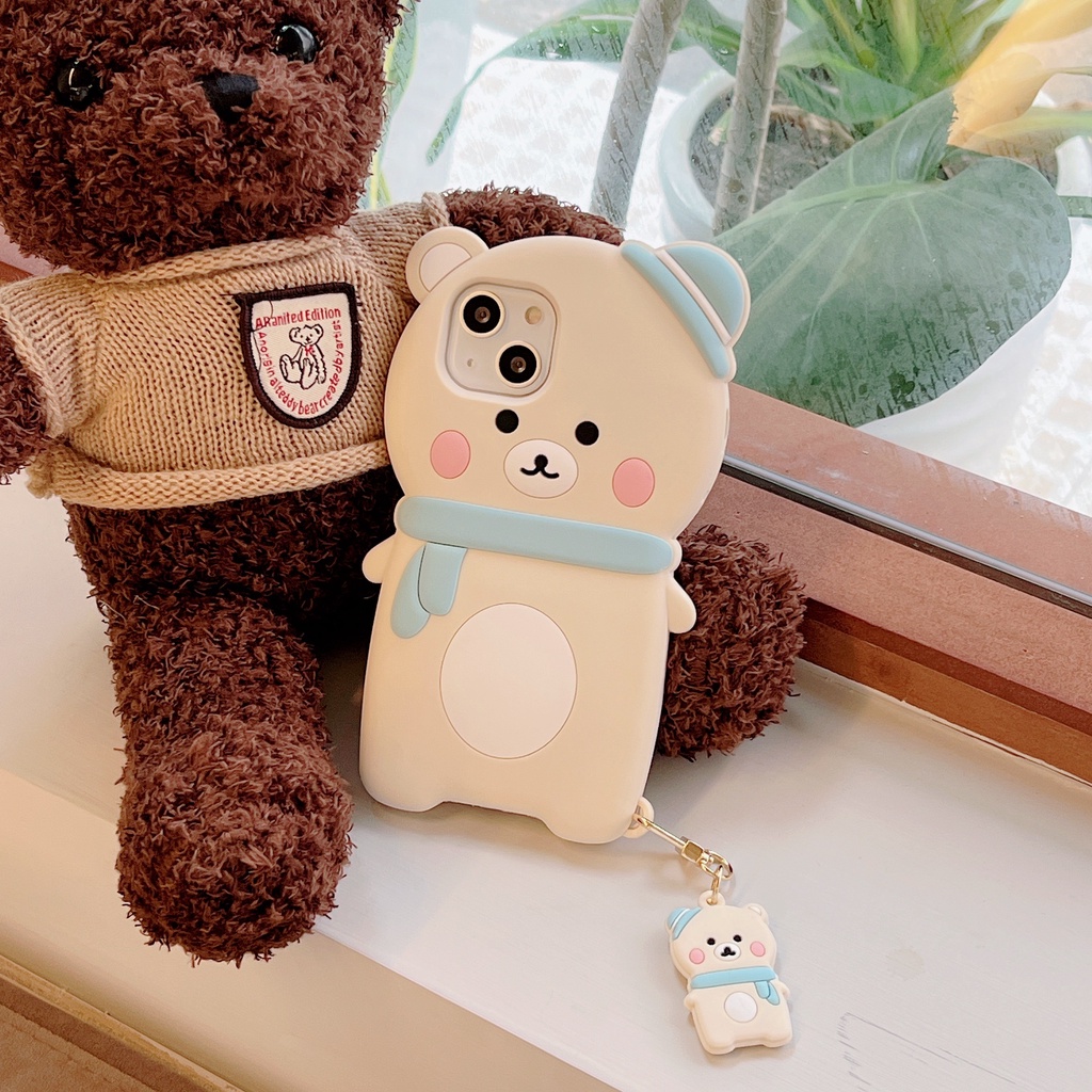 Ốp Điện Thoại Mềm Chống Sốc In Hình Gấu Đeo Khăn Choàng Hoạt Hình Cho iPhone 6 7 8Plus X XS XR 11 12 13promax Plus