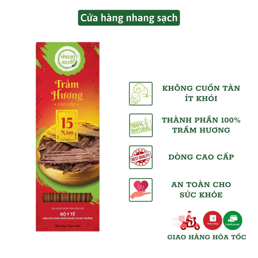 Nhang trầm hương cao cấp Nhang Xanh hương thơm dịu ngọt ít khói không cuốn tàn