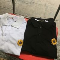 Áo Polo Thêu Hướng Dương Màu Trắng