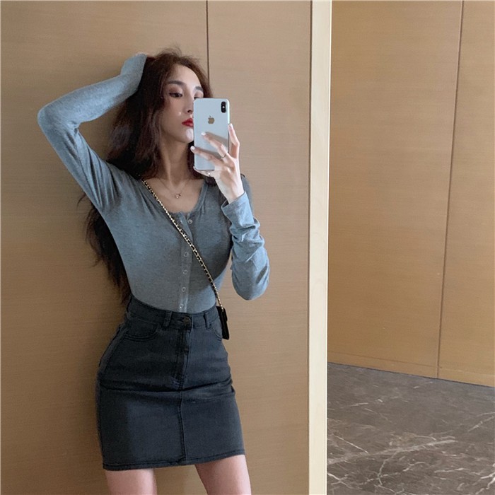 chân váy jean Chữ A Lưng Cao Kiểu Dáng Hợp Thời Trang | BigBuy360 - bigbuy360.vn