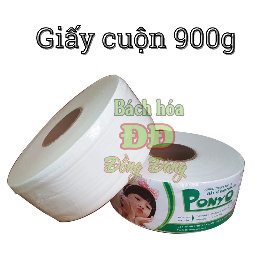 Giấy vệ sinh cuộn lớn 900g PONYO - hàng cao cấp, bột giấy nguyên chất