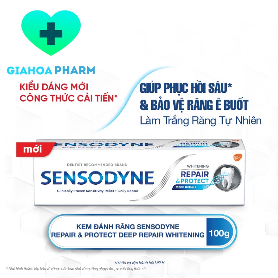 Sensodyne Repair &amp; Protect extra Fresh - Kem đánh răng giúp phục hồi răng nhạy cảm, hơi thở thơm mát, giảm ê buốt