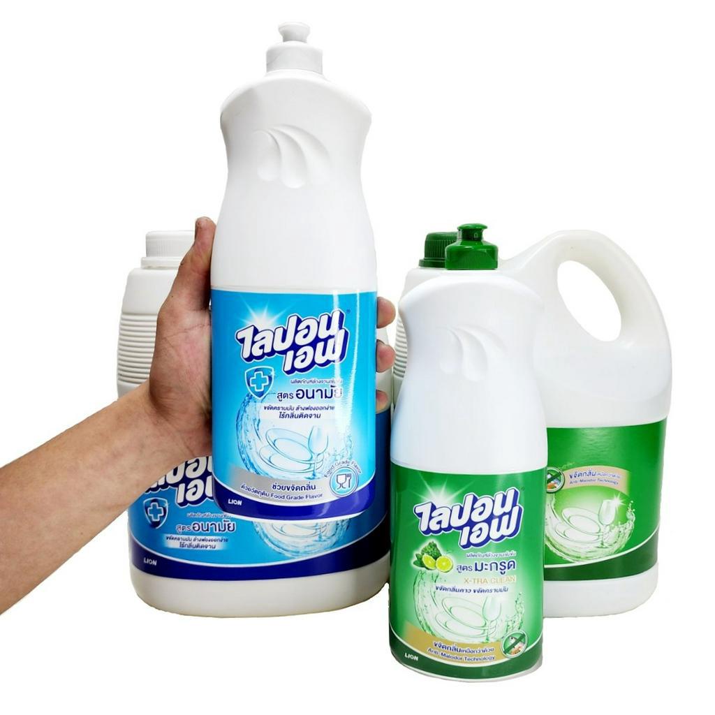 Nước rửa chén đậm đặc LION / LIPON Thái Lan - Không mùi, hương chanh - Chai 750ml, can 3L6
