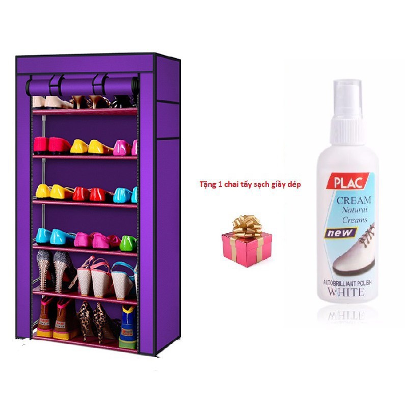 [Hot]-Tủ vải đựng giầy 6 tầng cao cấp(tặng 1 chai xịt trắng giầy,túi sách)