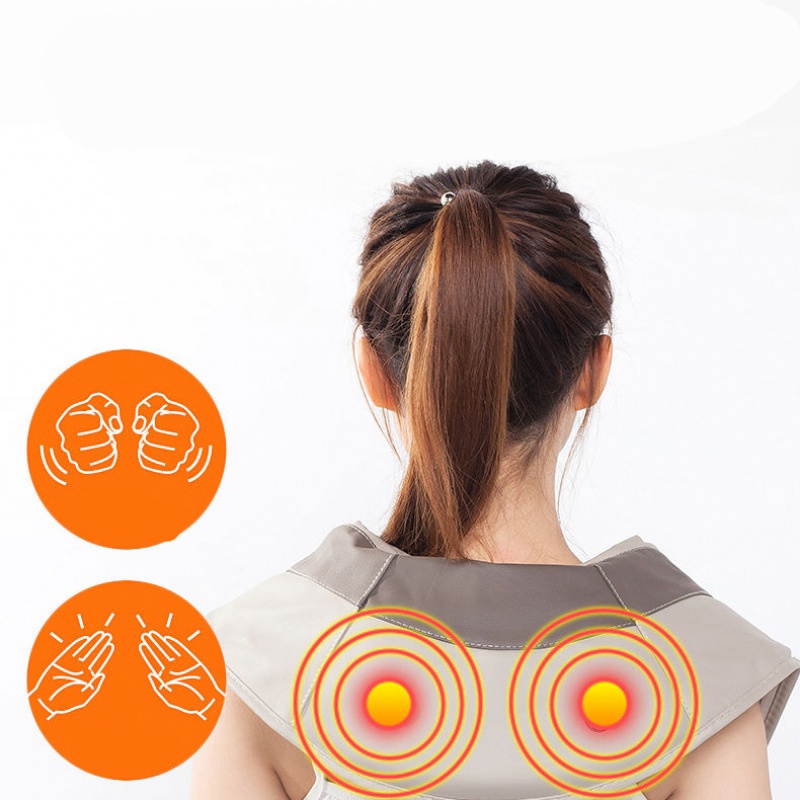 Đai Massage Cổ Vai Gáy KAW Chườm Nhiệt Chống Đau Mỏi 8 Con Lăn Massage Chính Hãng