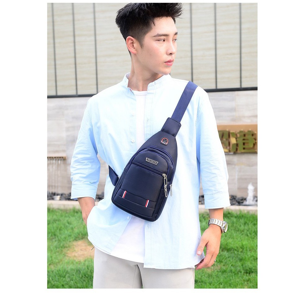 Túi đeo chéo nam 3 NGĂN phong cách Hàn Quốc - vải canvas chống nước