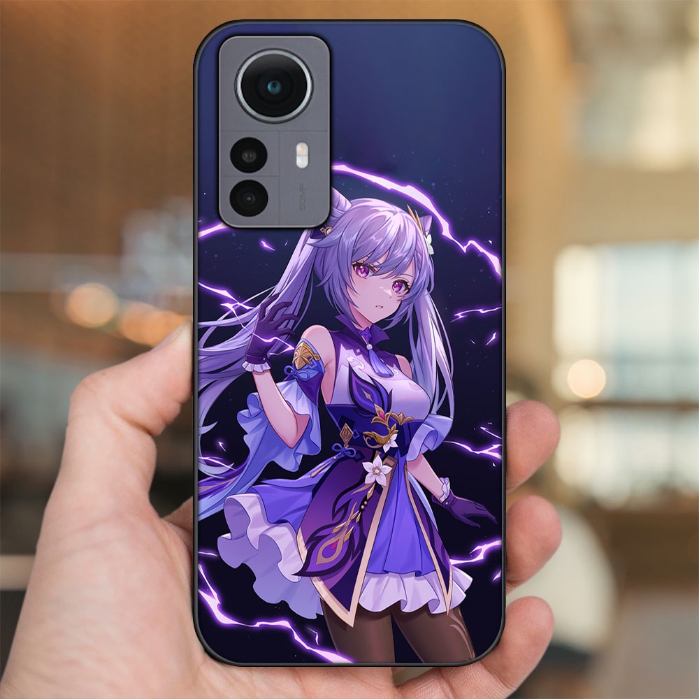 Ốp lưng Xiaomi 12 viền đen in hình Keqing Genshin Impact