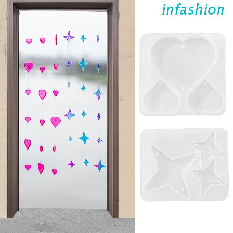 Khuôn Silicone Làm Móc Khóa Resin Epoxy Hình Trái Tim Ngôi Sao Trang Trí Nhà Cửa