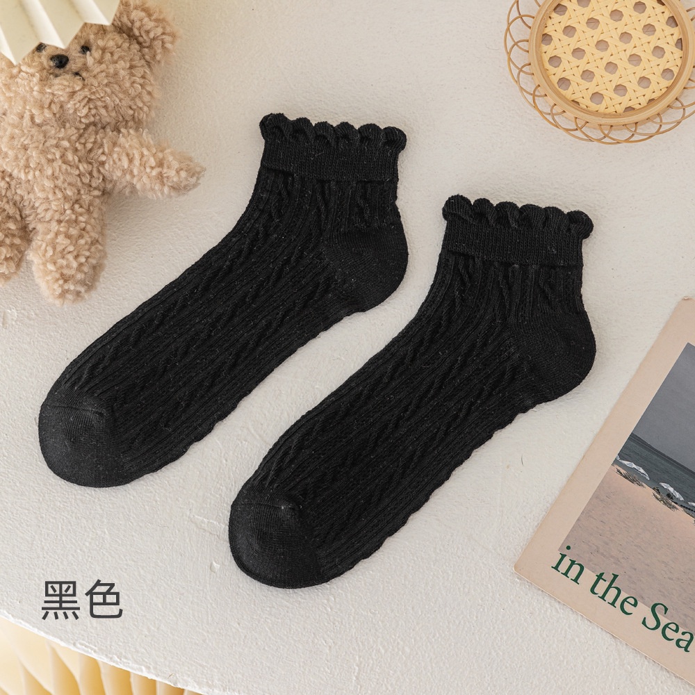 Vớ cotton cổ thấp màu trơn phong cách lolita Nhật Bản dễ thương cho học sinh