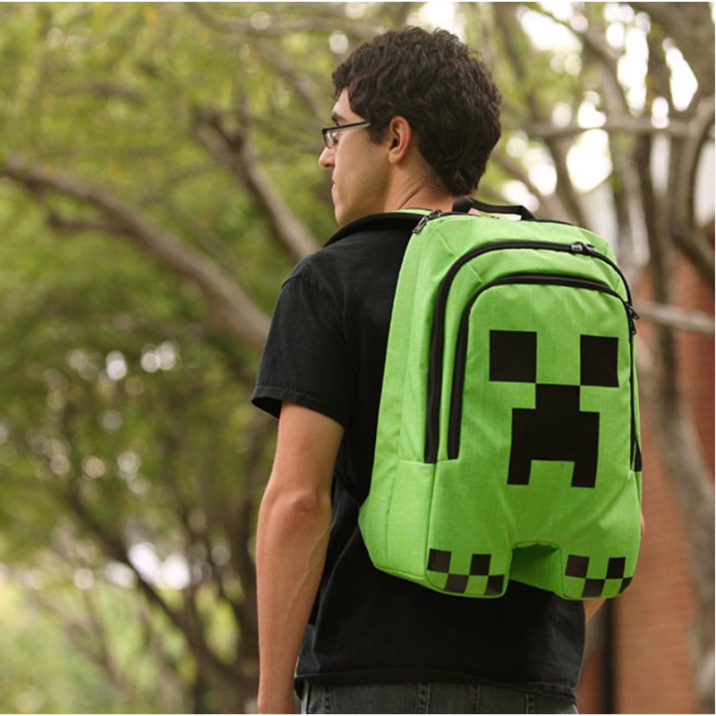 Balo Đi Học/Du Lịch Cỡ Lớn In Hoạt Hình Minecraft MC Steve Creeper Làm Quà Tặng Cho Bé