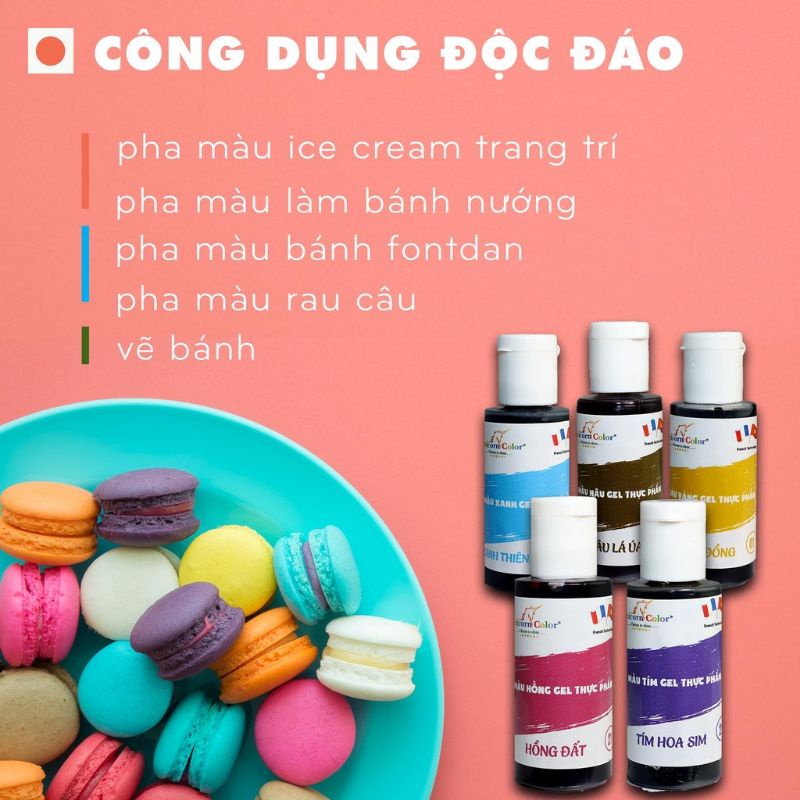 Gel màu thực phẩm unico làm bánh trung thu bánh nướng bánh kem
