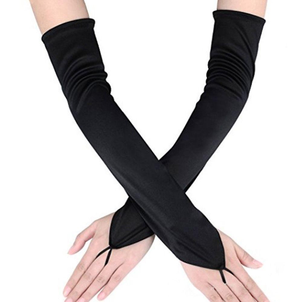 Găng Tay Cô Dâu Đen Dài Không Đường May Hiệu Kat1