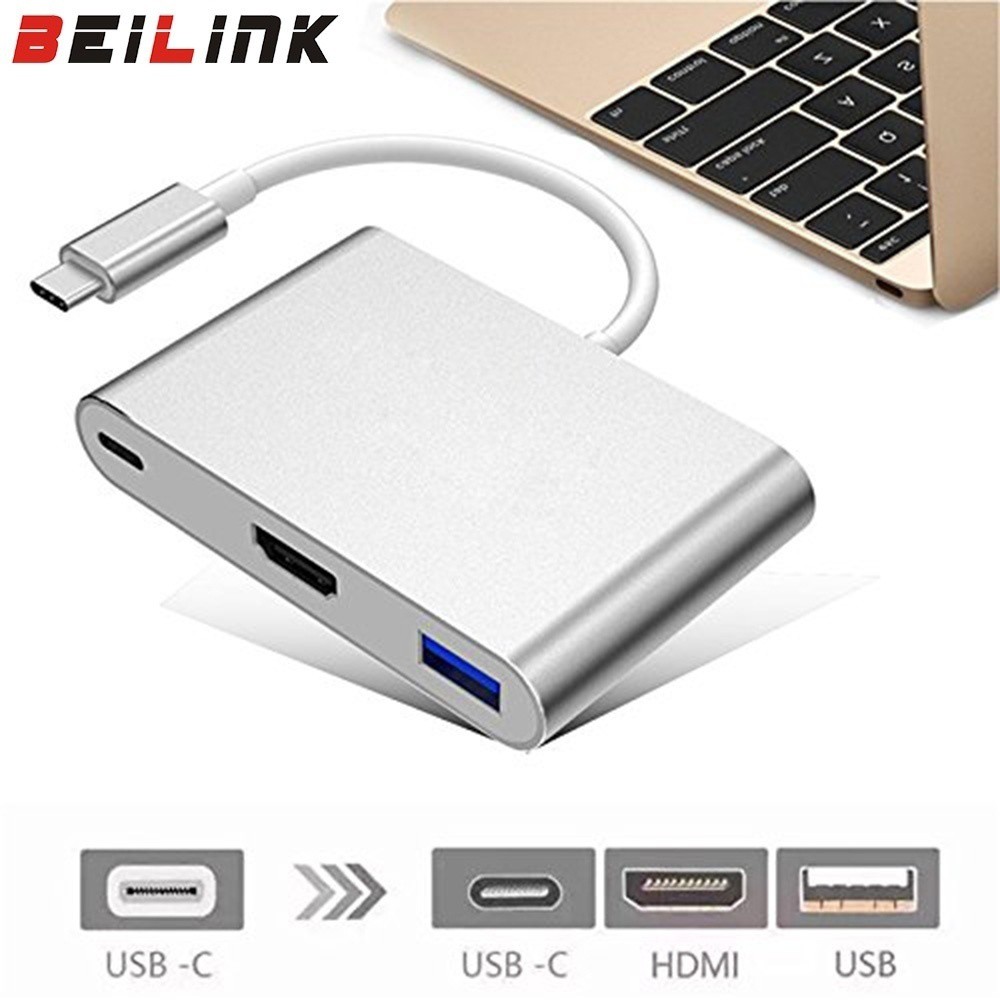 Đầu chuyển đổi Type-C 3.1 sang USB 3.0/HDMI/Type-C cho táo laptop táo