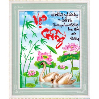 Tranh gắn đá hạt tròn ab vợ chồng h1023