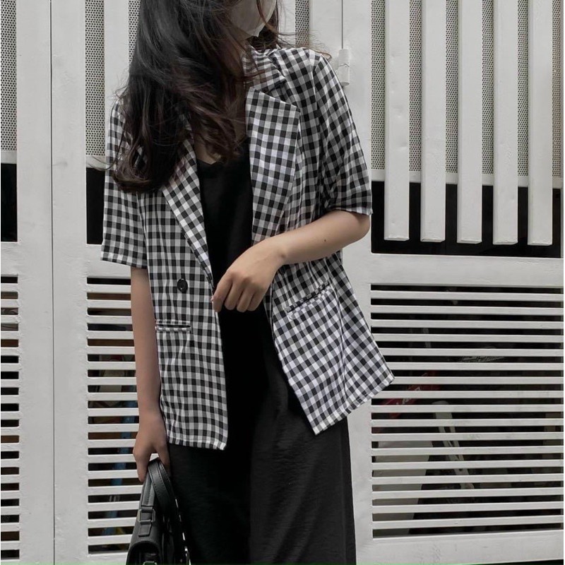 Khoác Blazer caro tay ngắn | BigBuy360 - bigbuy360.vn