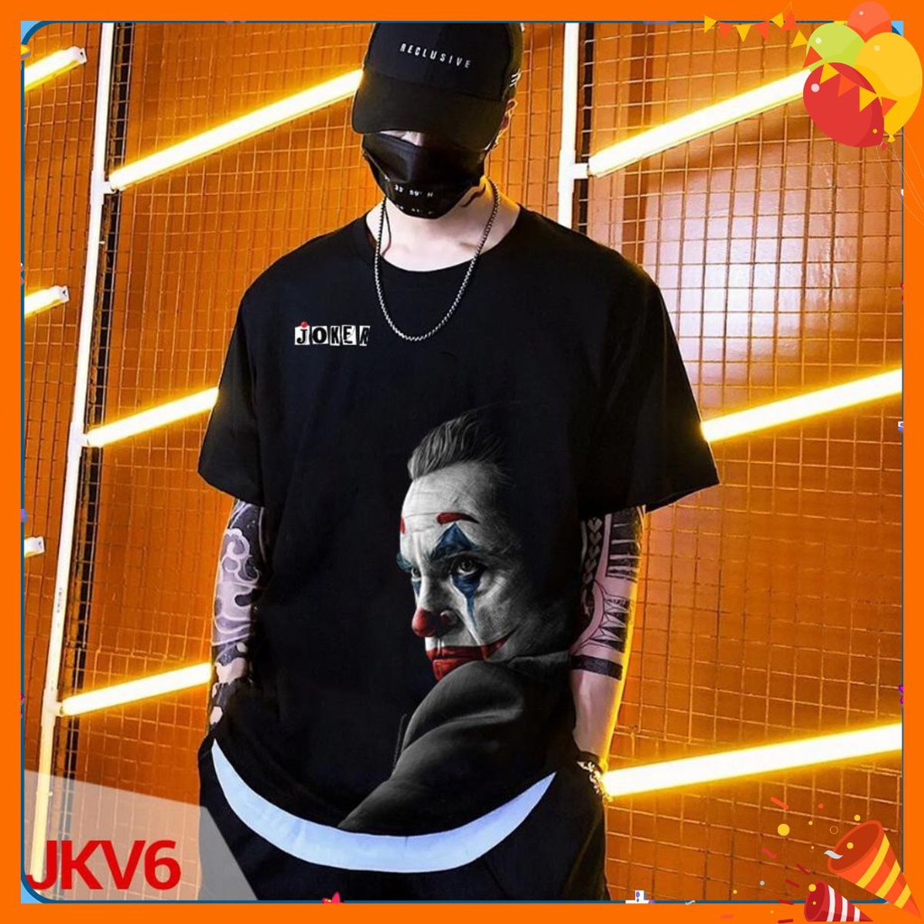 (FULL SIZE + ẢNH THẬT) Áo thun tay lỡ JKV6 thằng hề JOKER OVERSIZE UNISEX (2 Màu ĐEN-TRẮNG)