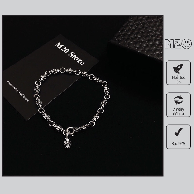 Vòng tay Chrome Heart Bạc 925 Chống Gỉ,Vòng Tay Nam Nữ Phong Cách Cổ Điển