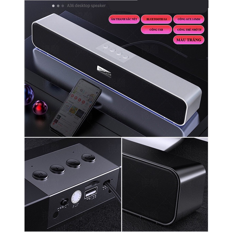 Loa bluetooth không dây cao cấp A36 PRO BASS - Âm Thanh Nghe Nhạc Siêu Đã Tương Thích Điện Thoại Máy Tính Laptop Tivi