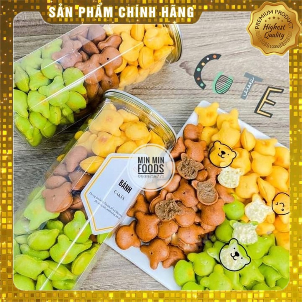Bánh gấu, bánh gấu nhân kem sữa và mix 3 vị hũ 400g thế giới ăn vặt Min Min Foods - Ăn vặt thả ga