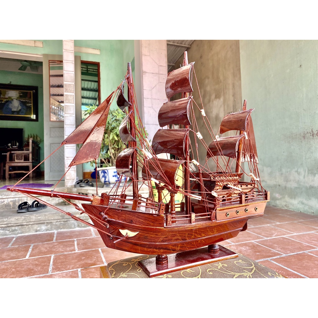 Mô Hình Thuyền Gỗ THÁI LAN Dài 55cm - Gỗ Cẩm Lai - Thân thuyền 40cm